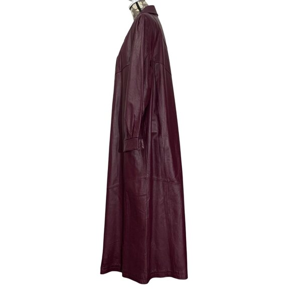Vintage ROAMANS 80s Purple/Burgundy Leather Trench Coat Womens Size 14W - Picture 7 of 10